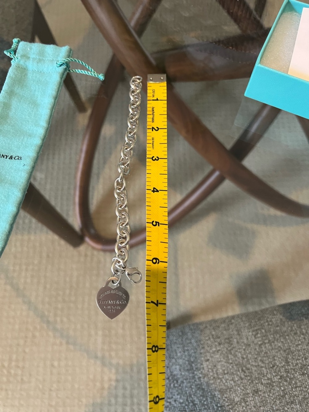 Tiffany & Co. Sterling Silver Heart Tag Bracelet with Signature Blue - Picture 4 of 5